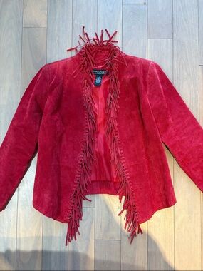 Dialogue Vintage Suede Leather Fringe Jacket